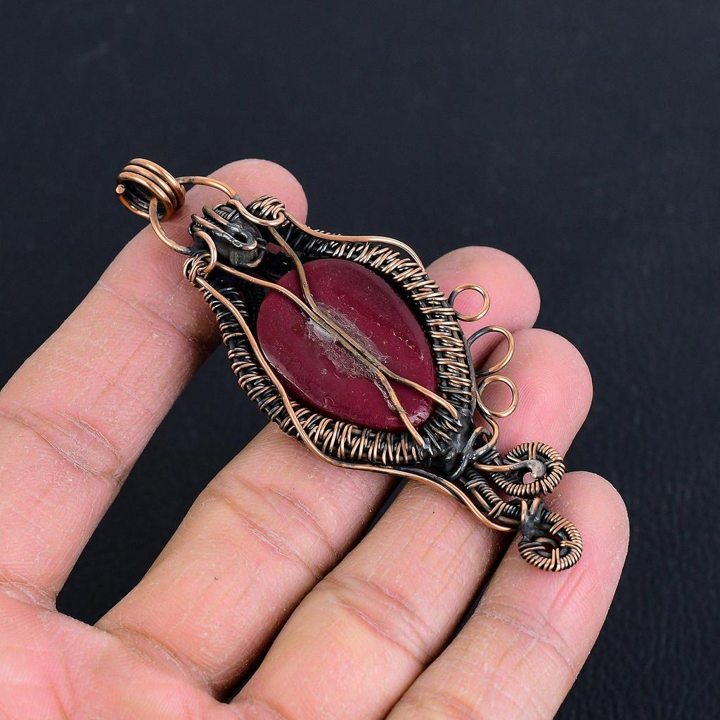Lady Face Red Coral Handmade Gemstone Pendant, 999 Copper Wire Wrapped Pendant Antique Jewelry, For Engagement Gift
