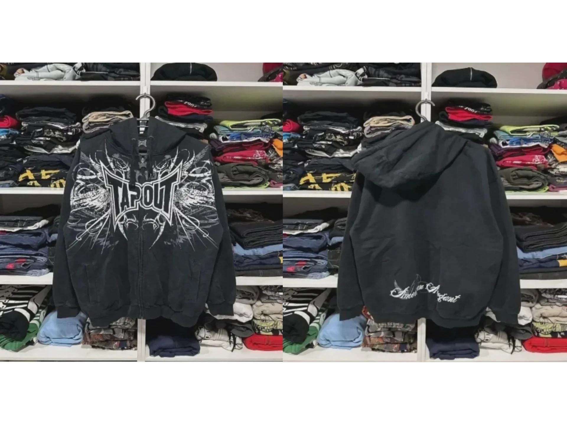 

Толстовка с капюшоном Y2K Retro Skeleton - толстовка с графическим принтом 90-х годов на молнии M