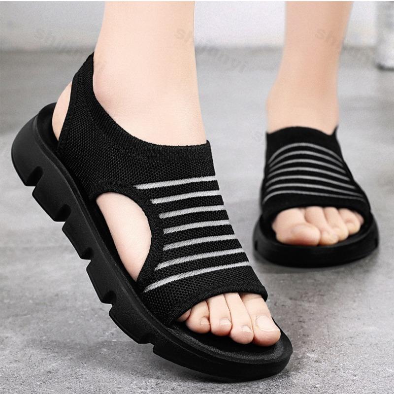Fashion Summer Women Shoes 2025 New Mesh Peep Toe Breathable Sandals Fashion Soft Comfortable Open Toe Wedge Sandals Beach Casual Shoe
