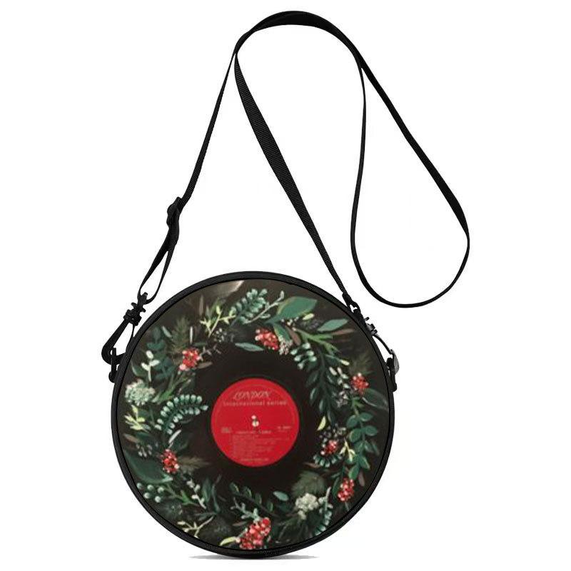 Women'S Personalized Vinyl Record Cosmetic Bag Shoulder Bag Backpack Storage Bag Polyester Travel Storage Bag