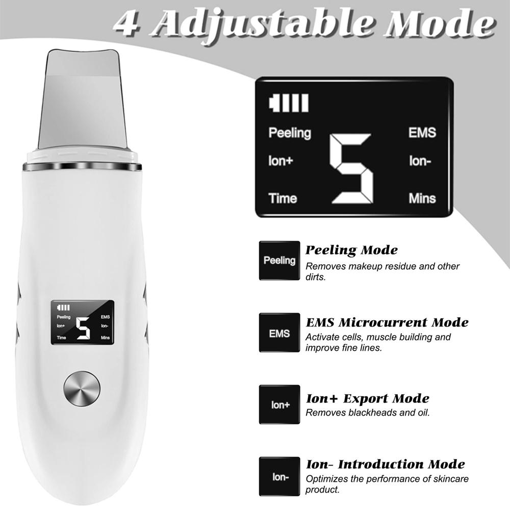 Face Cleaner Ultrasonic Skin Scrubber Vibration Face Spatula Blackhead Remover Cavitation Peeling Facial Lifting Skin Care Tools