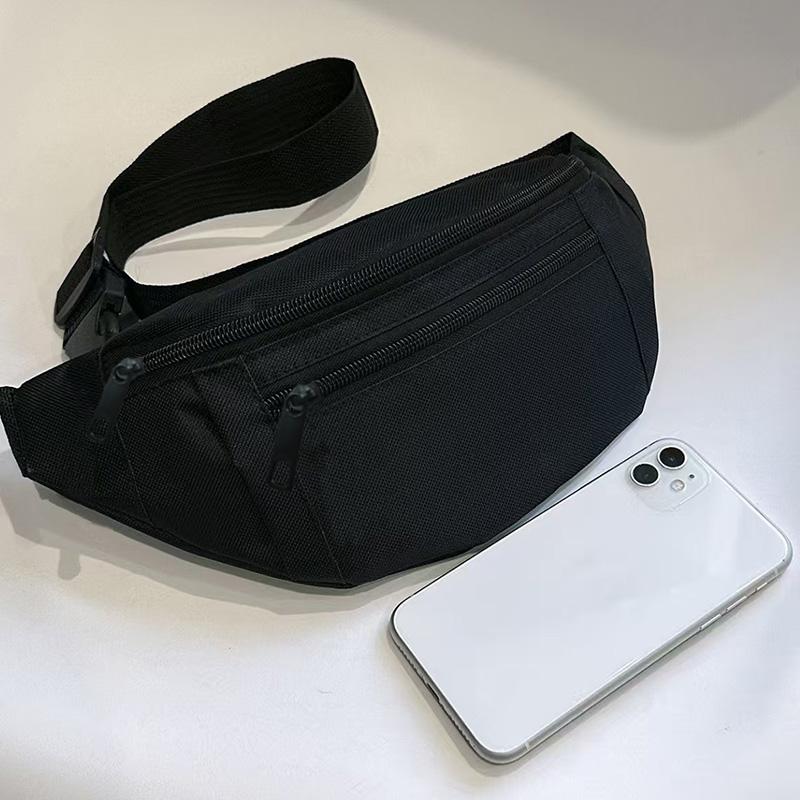 Practical Versatile Black Waist Bag Multi-pocket Design Adjustable-strap Lightweight for Daily Use Casual Bag