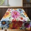 Colorful Floral TableclothA Vibrant Addition for Your Dining Space Machine Washable Decoration Fabric Top Cover