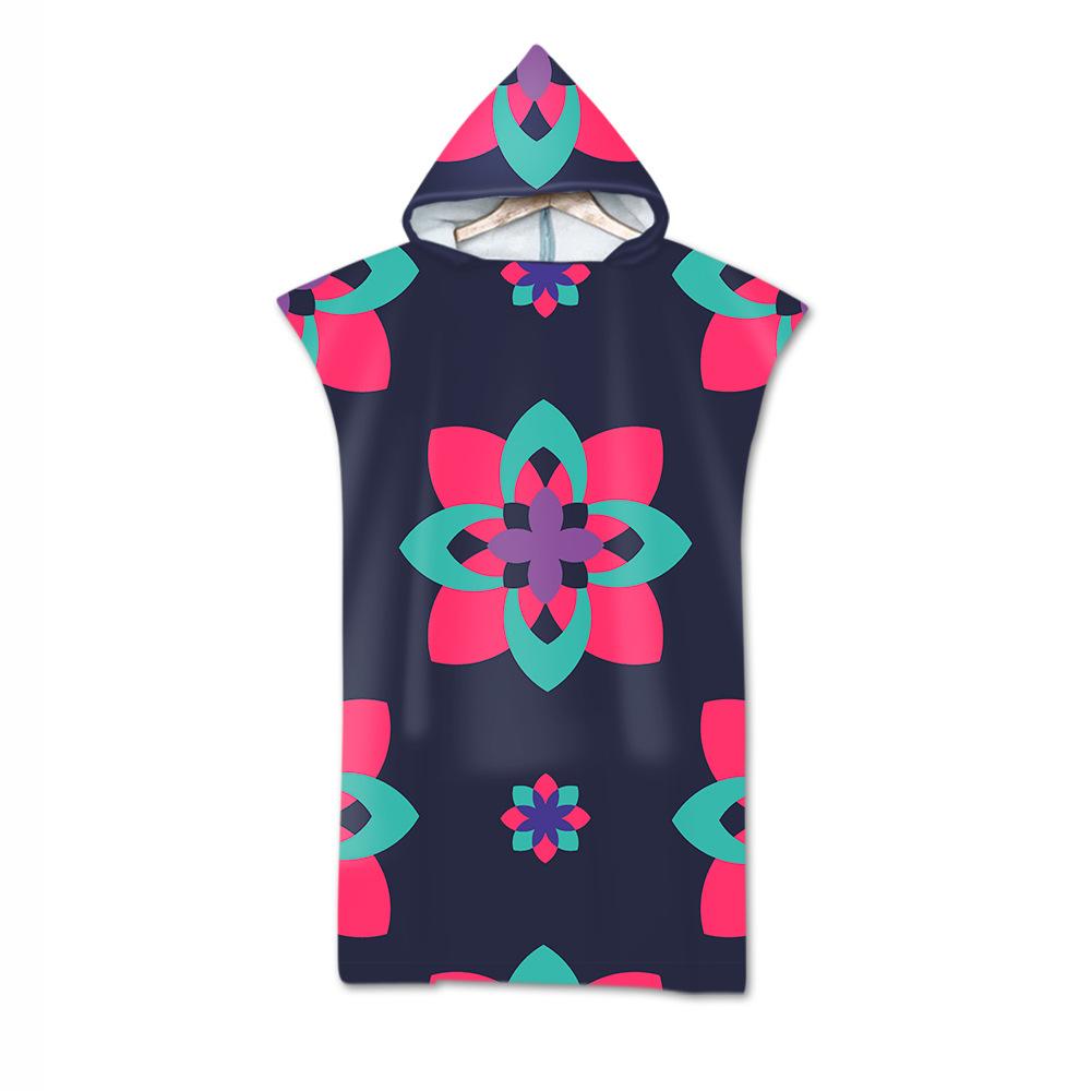 Adult Bath Towel Beach Towel Cape Geometric Print Hooded Bath Towel