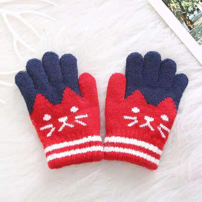 Winter Warm Fleece-Lined Gloves for Kids: Cold-Proof Knit Gloves for Kindergarten & Elementary Students