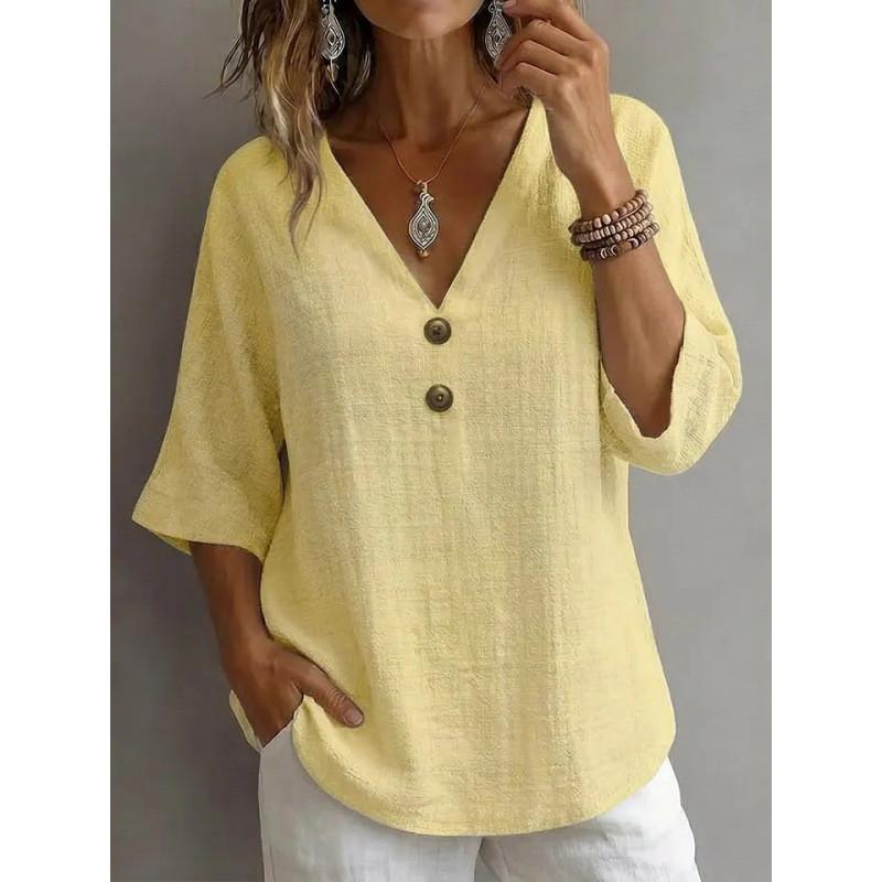 Geometric Pattern Womens Casual T Shirt With V Neck And Short Sleeves For Summer Wear
