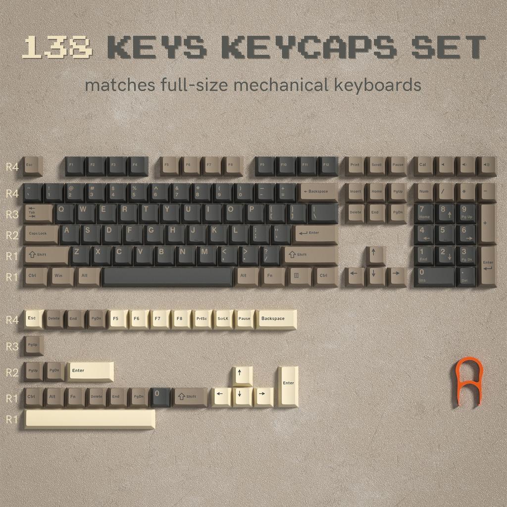 Xiaomi Womier 122 Keys Retro Black PBT Keycap Double Shot Cherry Profile Key Caps for Cherry MX Switches Mechanical Gamer Keyboard