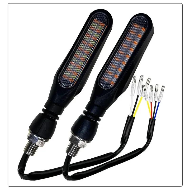2pcs Motorcycle Turn Signal 36LED Lights Front Rear Tail Flowing Amber Indicator Red Brake Combination Tail Lights 12.8V