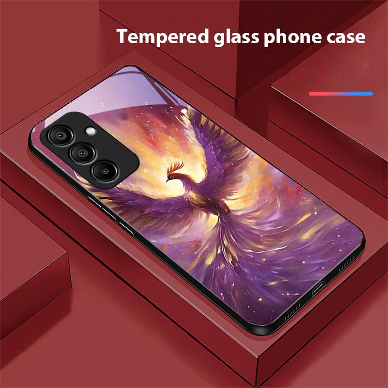 Feuerphönix Hohe Gangart Für Samsung Galaxy A15 5G 54 4G 51 50 24 35 90 71 12 51 53 52S 80 22 34 Schwarze Gehärtetes Glas Handyhülle
