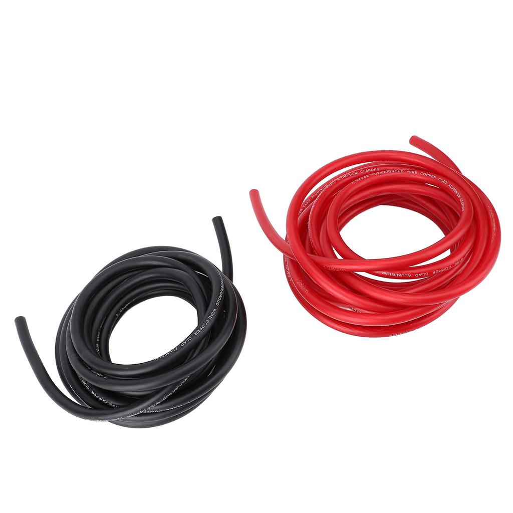 4AWG 20ft Power Cable with Line Tail Heat Shrink Tube Black Red Flexible Power Ground Wire Kit for Car Radio Speaker