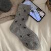 Floral Wool Socks, Women's Mid-calf Socks, Thick and Warm Long Socks for Autumn and Winter, Boneless Pile Fleece Socks