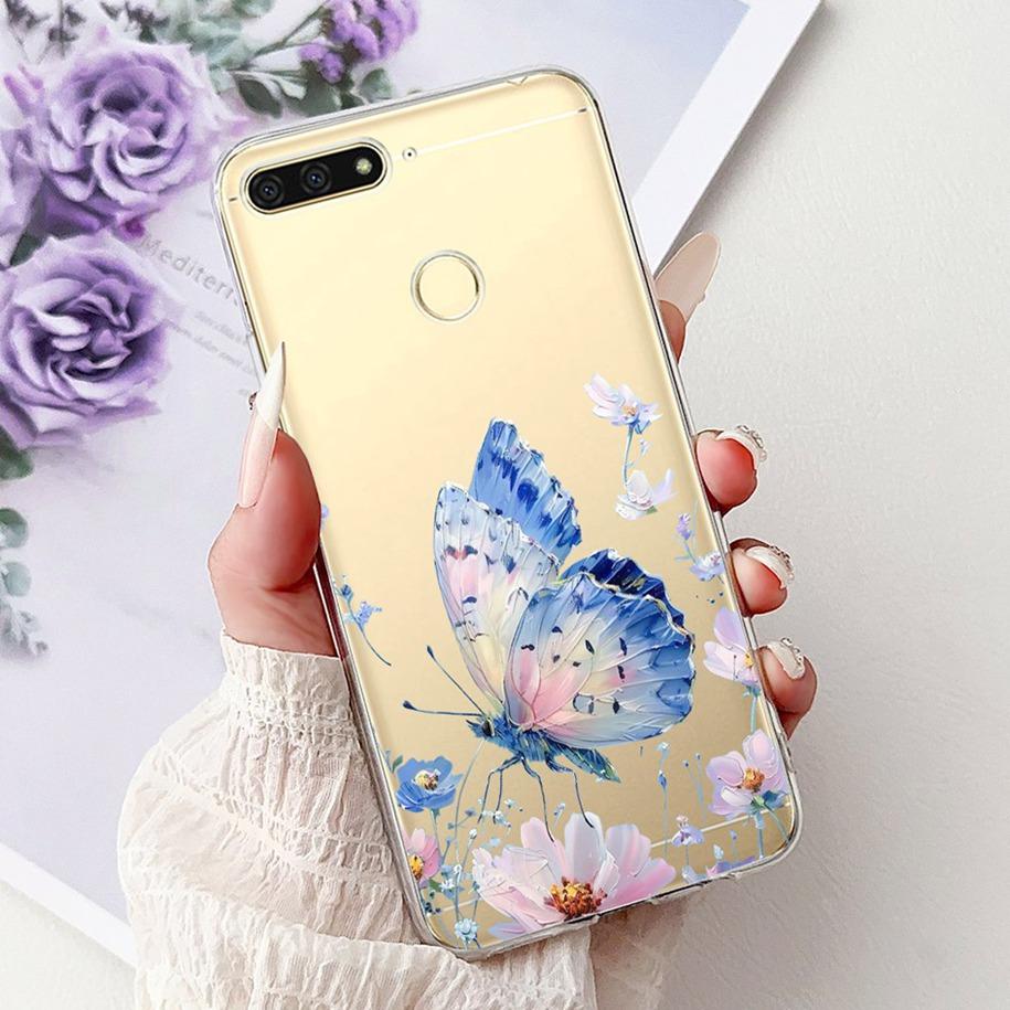 For Huawei Y6 2018 Case ATU-L21 ATU-L22 Cover Luxury Marble Butterfly Soft Silicone Phone Cover For Huawei Y6 Prime 2018 Carcasa