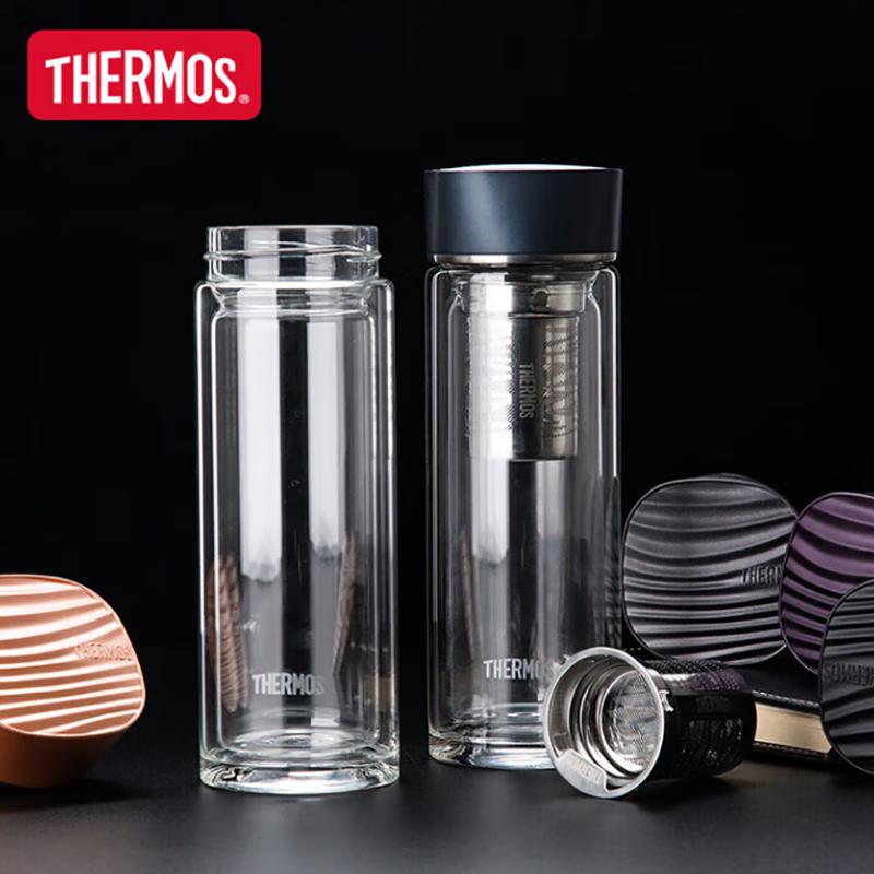 THERMOS Water Ripple Walker 400ml Double-Layer Glass Cup