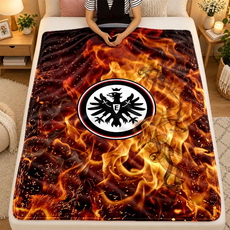 Flannel BlanketEintracht Frankfurt Football Warm Soft Throw Blanket for Indoor Sofa Bed Living Room Use