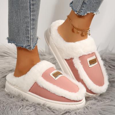 Pantoufles en coton pour femmes à la mode Automne Hiver Intérieur Antidérapantes Pantoufles d'intérieur Chaudes Chaussons en peluche pour la maison Diapositives pour couple Femmes Zapatos De Mujer