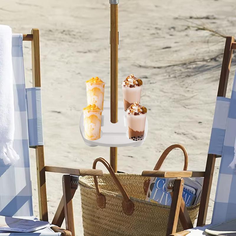 Beach Umbrella Table Tray 4 Drink Holders And Tray Slots Pool Umbrella Table Adjustable Outdoor Tray Table For Beach And Patio