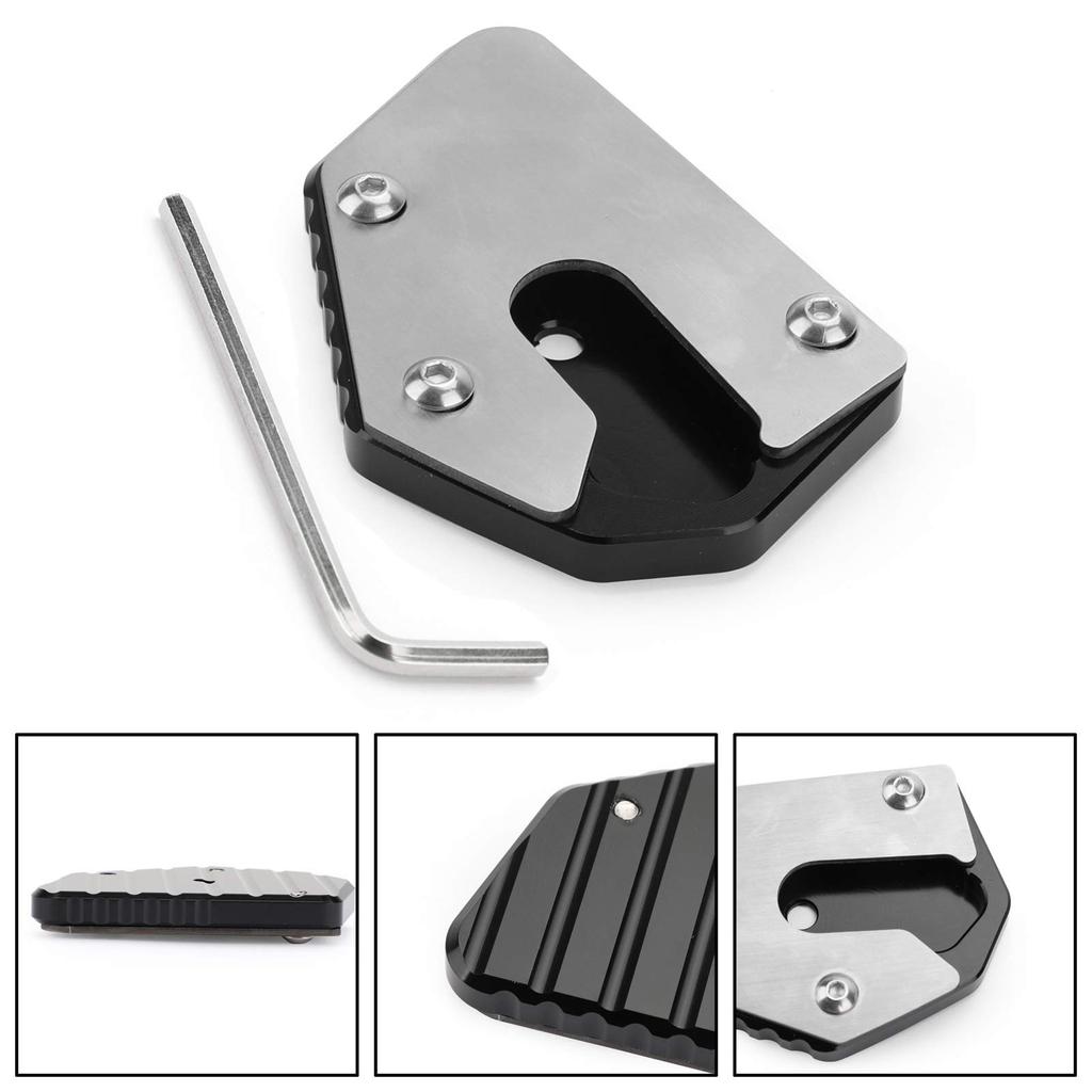 Bruce & Shark Støttefot Sidestøtte Støtteplate Forlengelse for Suzuki DL650 V-STROM 650 2012-2019 Aluminium Svart Motorsykkel