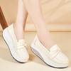 Women's Height Increase Loafers White Leather Platform Casual Simple Grey Thick Sole Elevator Shake Shoes