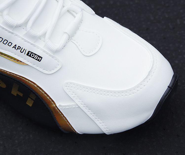 Men’s Trendy Korean-Style White Leather Sports Shoes - Comfortable, Height-Boosting, Soft Sole Casual Sneakers