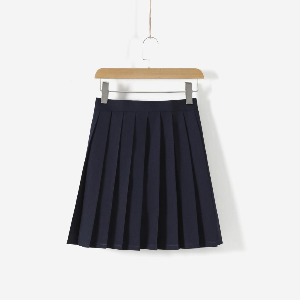 Navy Sailor Collar JK School Uniform - White, Two-Line Suit & Pleated Skirt
