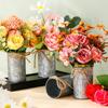 12pcs Petite Farmhouse Vase Decor Vintage Flower Vase with Twine Bow Rustic Galvanized Buckets for Artificial Flowers for Table Centerpiece Weddings