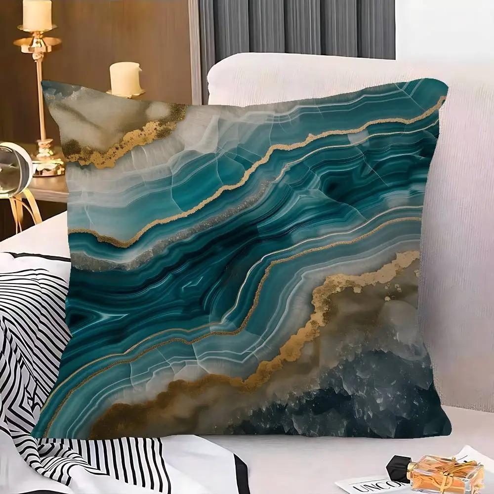 Decorazioni per la Casa Copricuscini con Motivo Marmo Blu e Oro Copricuscino con Motivo Adatto per Divano Camera da Letto Auto