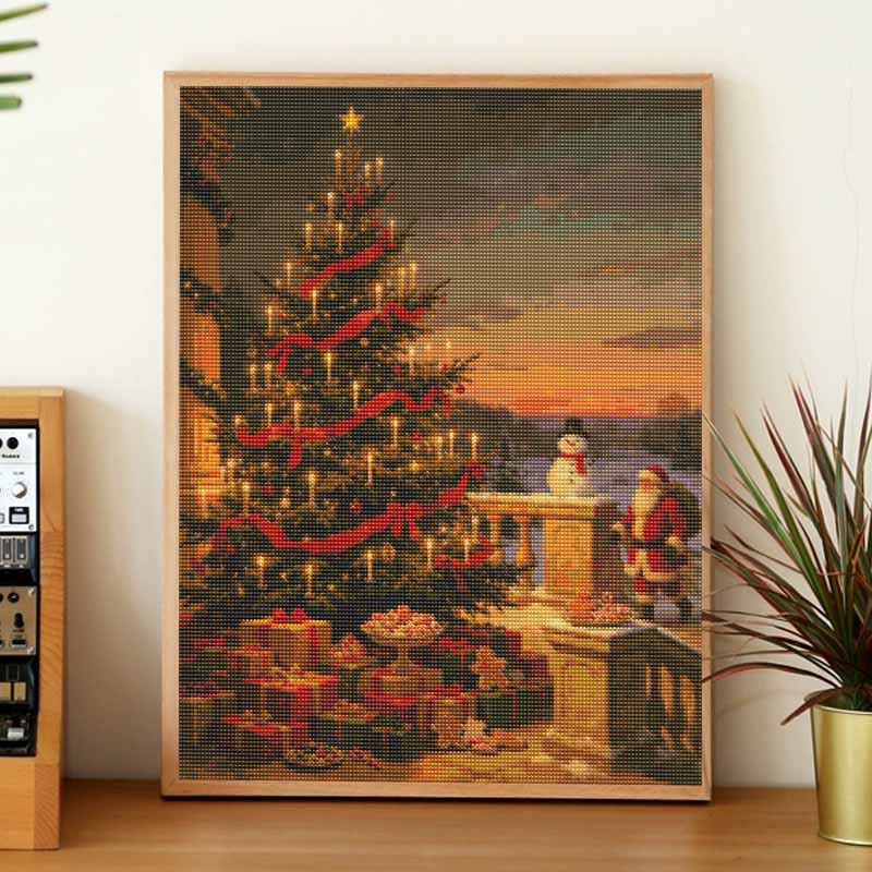 Full Drill Diamond Art Kit Christmas Tree Snowman Holiday Decor DIY Rhinestone Painting Canvas Creative Handmade Gift for Dog Lovers