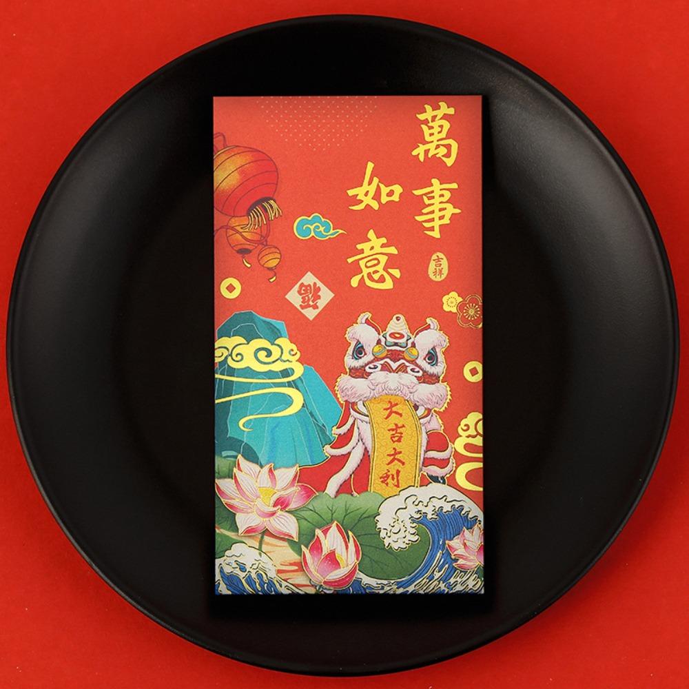 10pcs Festive Decor Cartoon Red Envelopes Blessing Chinese Style Red Pocket Traditional Lucky Money Bag Spring Festival