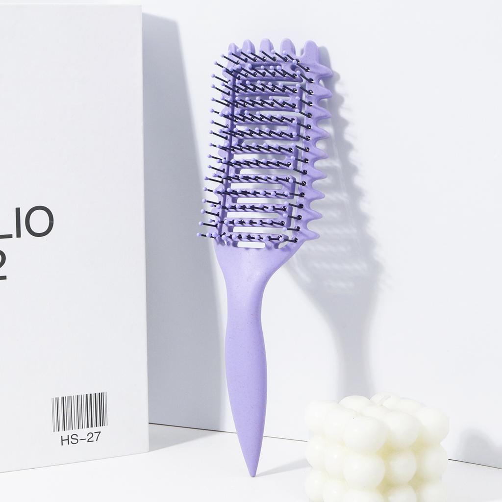 1pc portable hollow comb - nylon bristles, comfortable grip with ABS plastic handle, easy to style,Special for real hair wigs