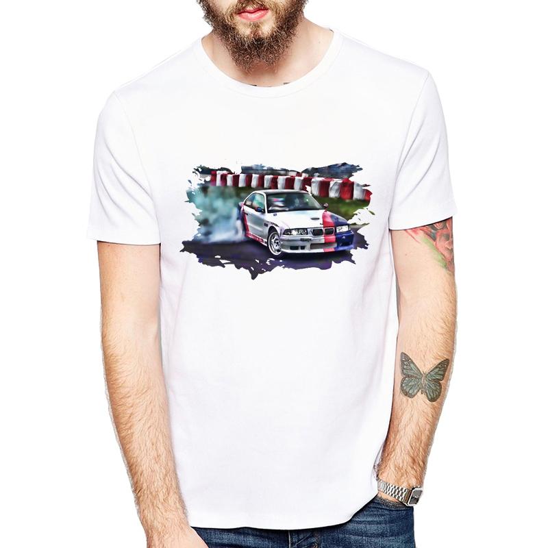 Driftbil/Solnedgångsstad bil Mode T-shirt Män Sommar klassisk Bil T-shirt vit Kreativ Design Toppar Text Gå hårt, eller gå hem