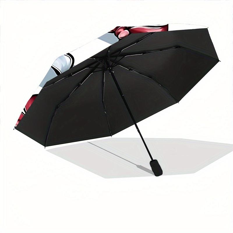 1pc Bow Pattern Automatic Folding Umbrella - Portable Foldable Design with 8 Ribs, Durable Plastic & Iron Frame, Casual Outdoor Accessory Fo
