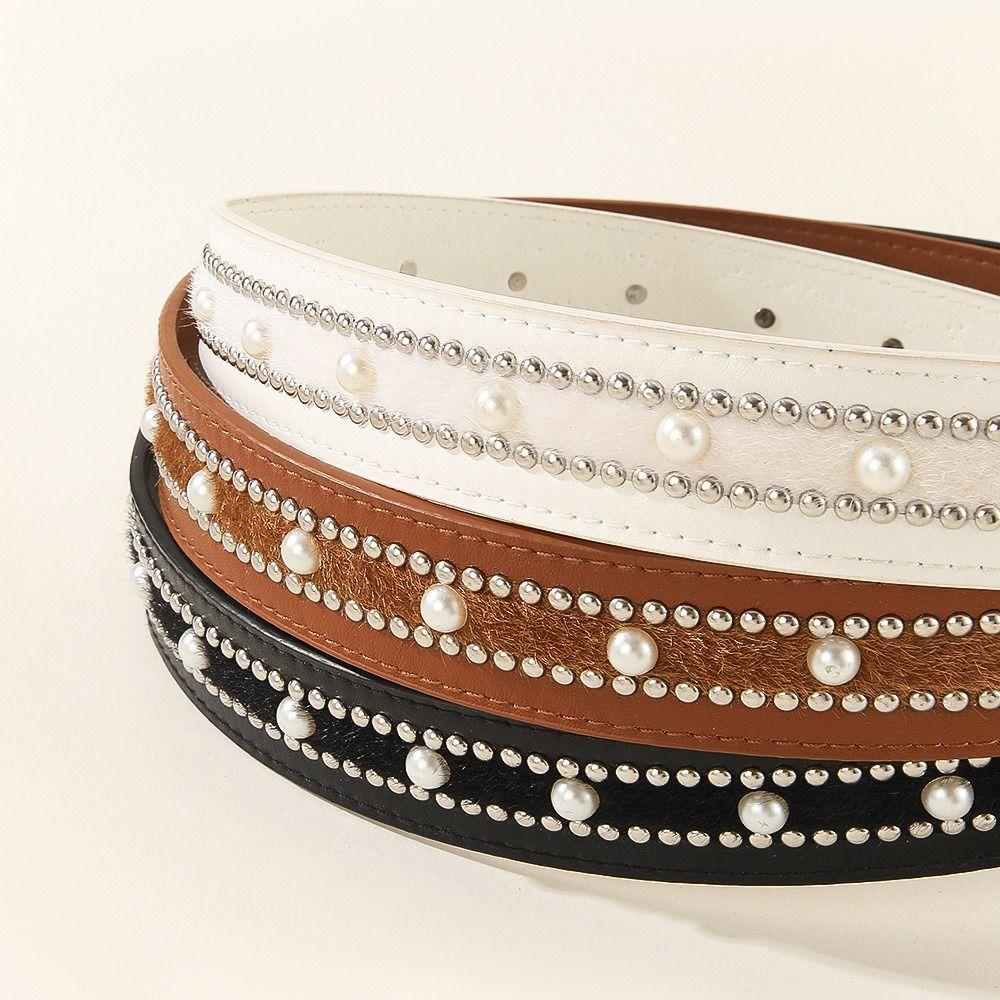 PU Leather Punk Style Belt Needle Buckle Rivet Decorative Belt Women's Waist Belt  for Women's Wear