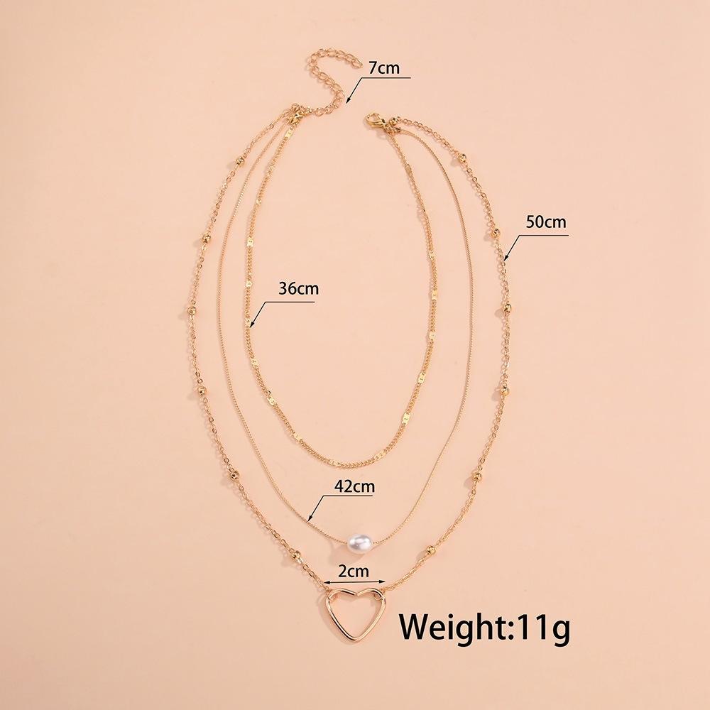 New Product, Pearl Love Pendant, Metal Women Stacked Wearing Multi-layer Necklace Temperament Long Necklace Batch