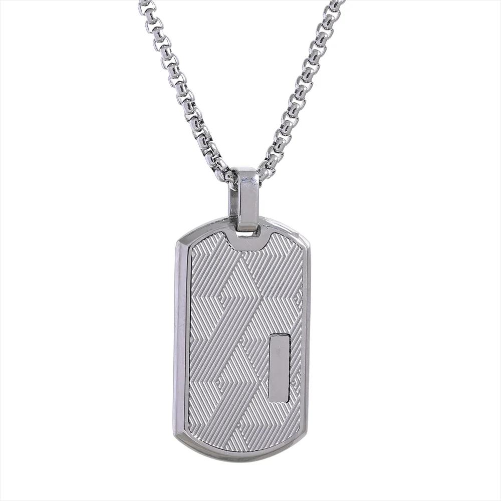 

Yhpup Men s Fashion Jewelry for Shirts Sweater Stainless Steel Long Necklace Square Pendant High Quality Gold Silver Color Gift