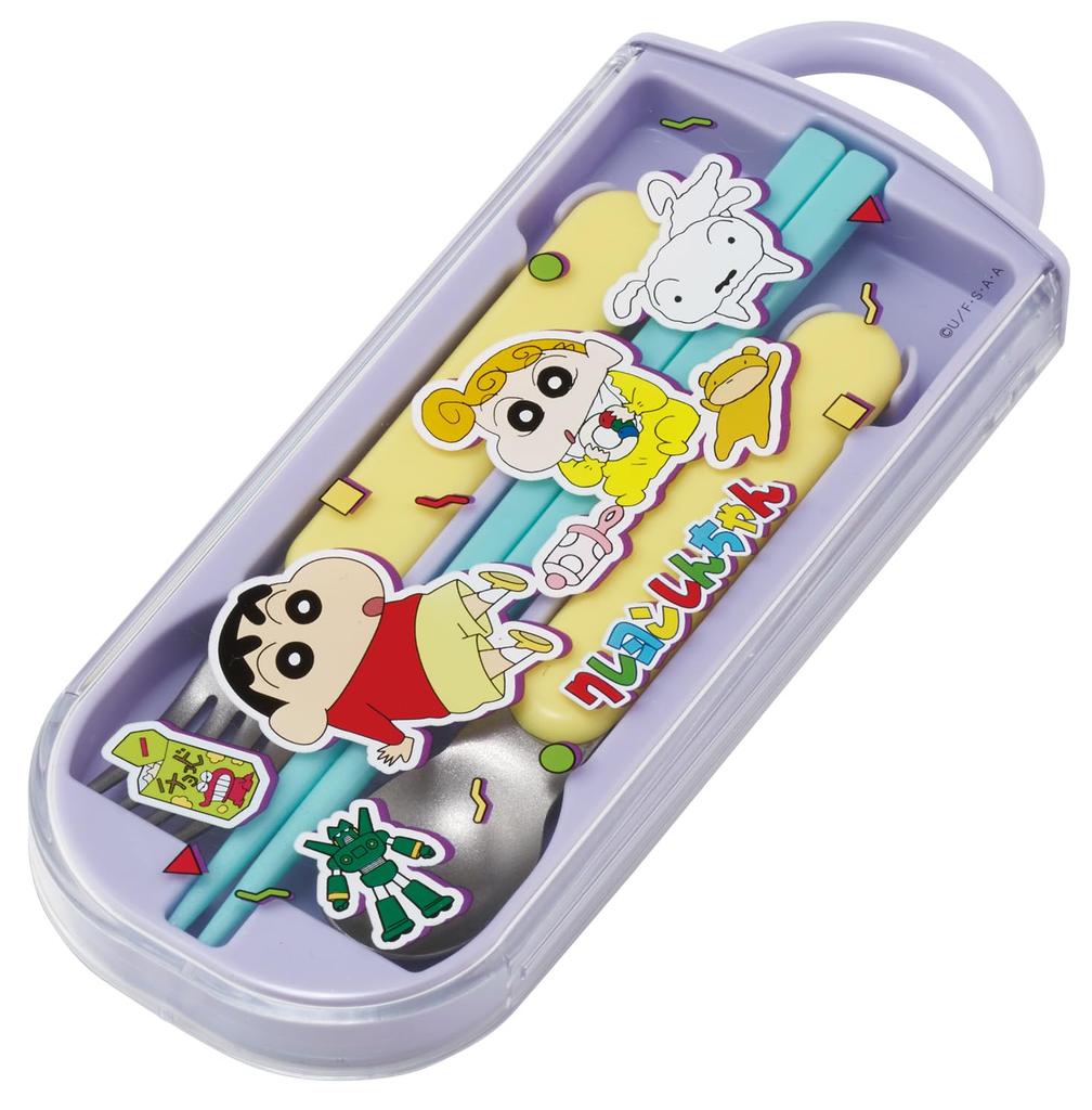 Skater Bento Chopsticks Trio Set Crayon Boys and Children's (Chopsticks, Spoon, Fork) 16.5cm, Shin-chan 26, Girls, TACC2-A