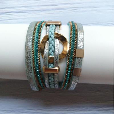 Bohemian Style Women's PU Leather Bracelet with Magnetic Buckle