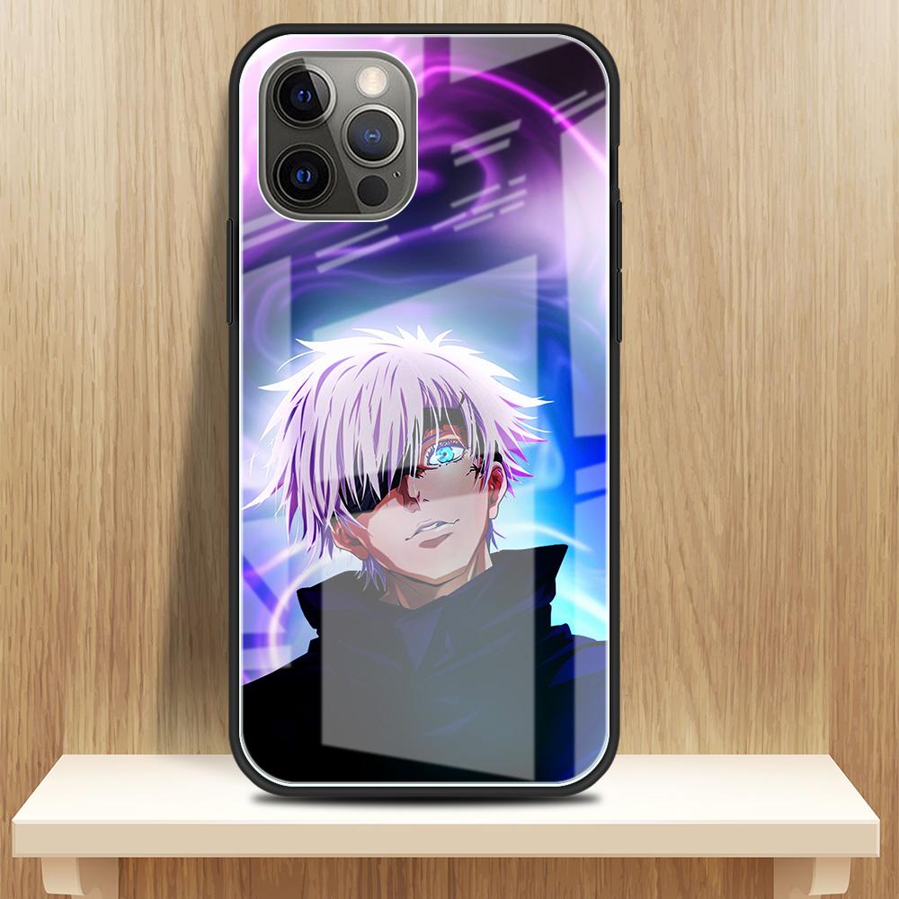 

Чехол из закаленного стекла Apple iPhone 13 12 Mini 11 Pro Max XR XS SE 2020 7 8 Plus 6 6S X, задняя крышка для телефона Jujutsu Kaisen Gojo iPhone 6S Plus