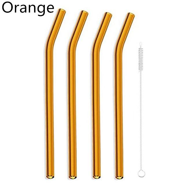 4Pcs Glass Straws Reusable Drinking Glass Tube Eco-friendly With Cleaning Brush Events Party Favors Supply