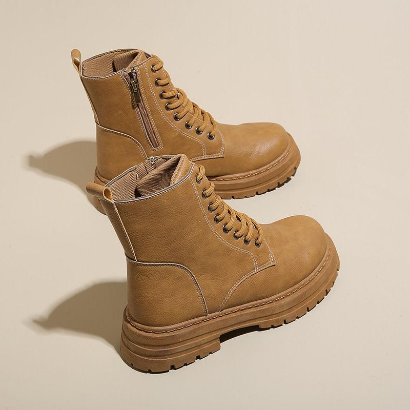 Lace-up Round Toe Ankle Boots for Women Spring Autumn Platform Woman Short Shoes Comfortable and Elegant Chic New In Y2k Booties