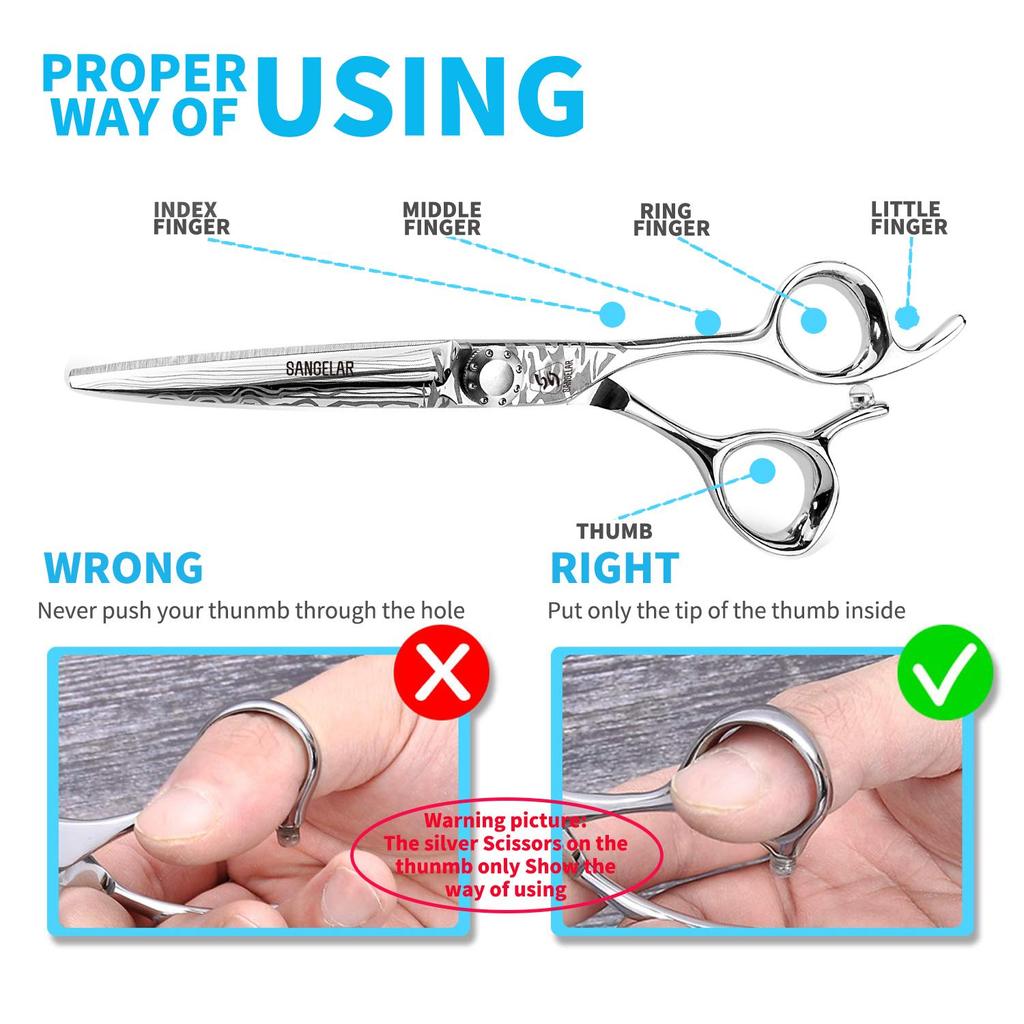 Sangelar 6 Inch Stainless Steel Hair Scissors Professional Silver Hairdressing Shear Fashion Design Beauty Barber Scissors