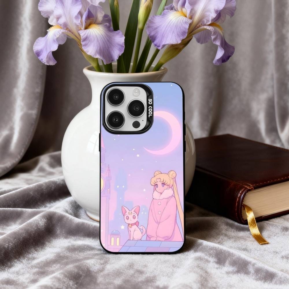 Sparkle Pastel S-Sailor M-Moons Phone Case For iPhone17,16,15,14,13,12,11 Plus,Pro Max Black Candy silver phone case