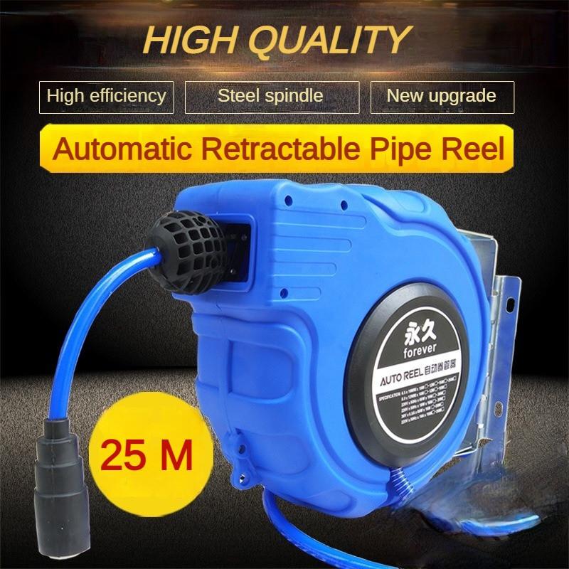 Air Drum Automatic Retractable Hose Pipe Reel Automatic Recycling Tube Winding Device Outdoor Spray Water Garage Tool Blue