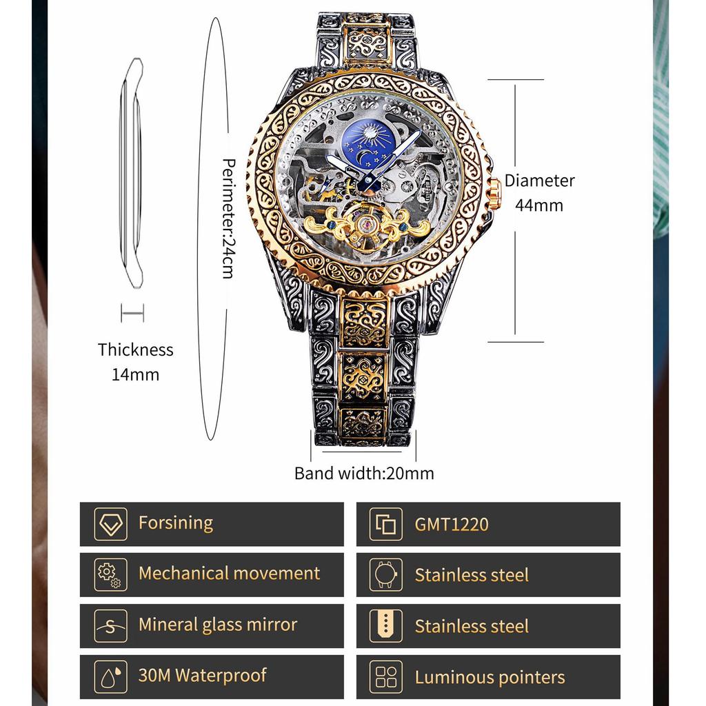 Transparente Modeuhren Leuchtendes Royal Design Gold Luxus Männer Mechanische Skelett-Armbanduhr Automatische Mechanische Armbanduhren