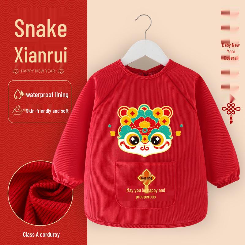 Waterproof Stain-Proof Baby Coveralls: Stylish Long Sleeve Infant Outerwear for Boys & Girls - Perfect for Autumn, Winter, and Chinese New Year.