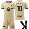 YSHT Barcelona Yamal Kids Soccer Jersey Set Training Top Shorts 120-130cm Yellow Polyester