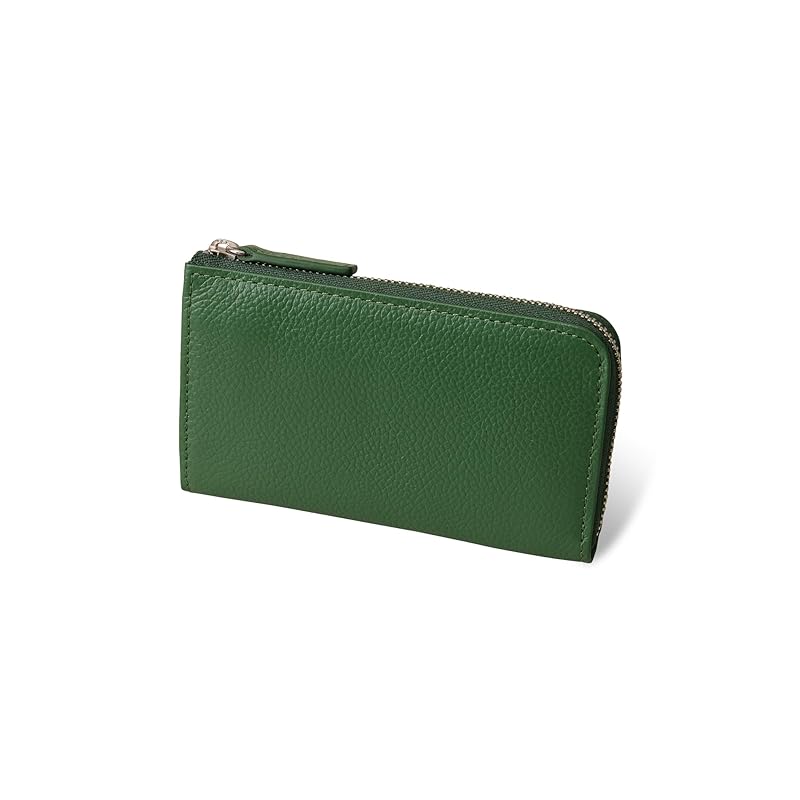 

[Business Leather Factory] Multi-wallet Water repellent original leather cow leather unisex compact 5 pockets coin purse YKK zipper (ivy green)
