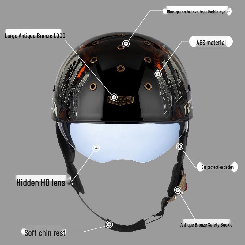 Retro Summer Breathable Motorcycle Half Helmet