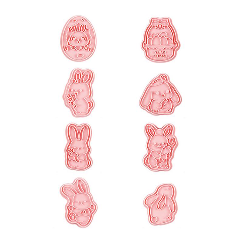 Easter Cookie Cutters Set, 8 Pcs Cookie Cutter With Plunger Stamps, 3D Cookie Stamps For Easter Biscuit Snacks Cheese Baking