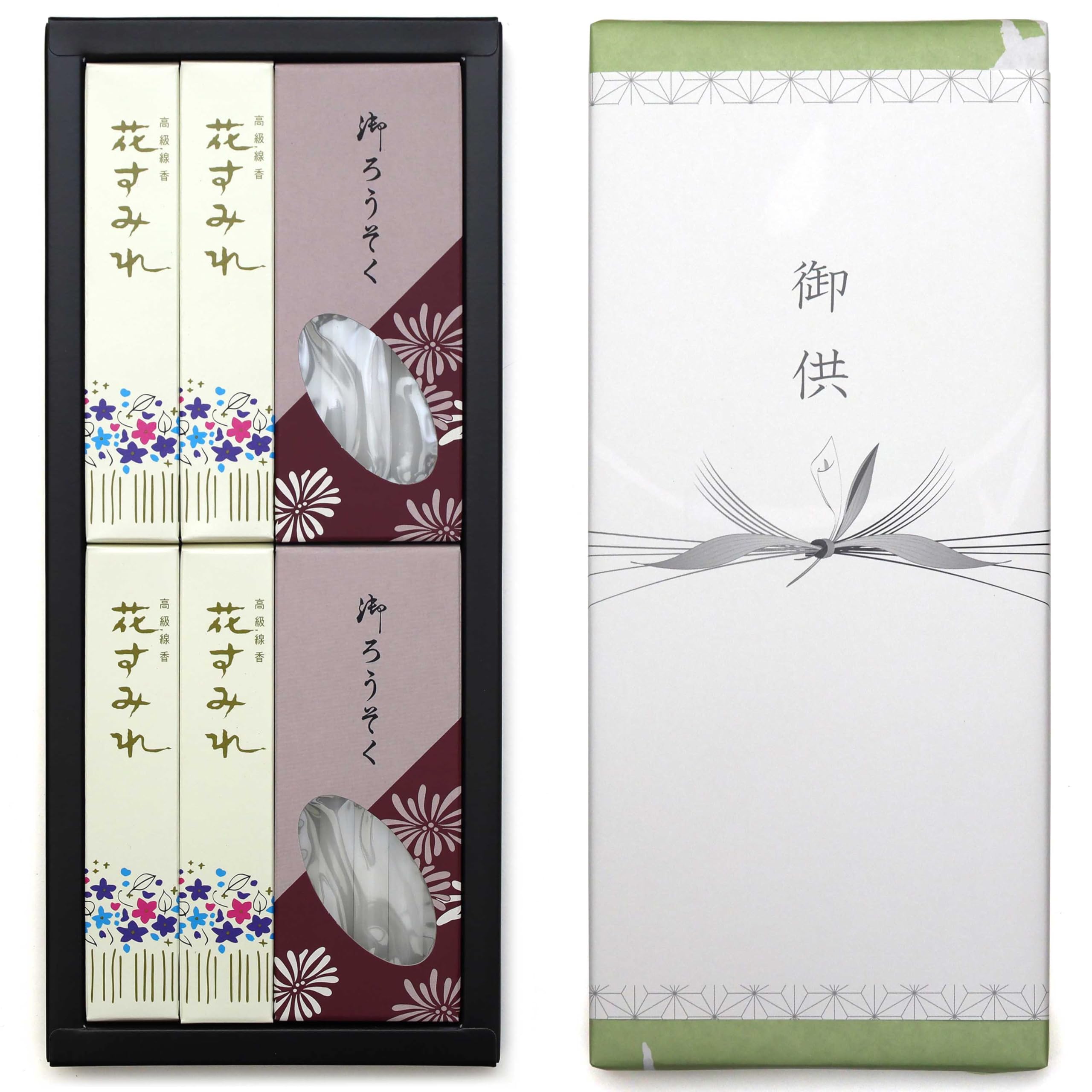 

Condolence Incense Gift Set Sumire Outer Made in Low Gift Incense for Buddhist Memorial First Anniversary [Hana Sandalwood, Wrapping, Candle] Japan,