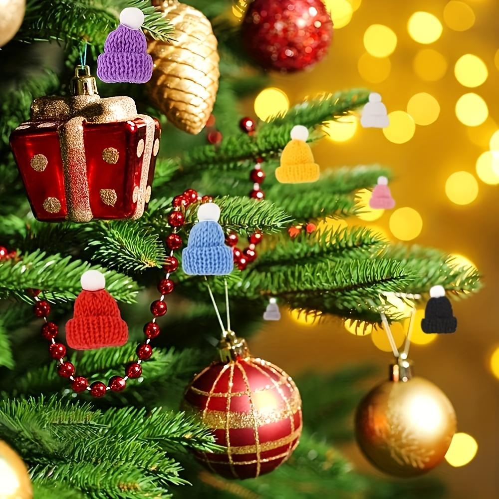 10pcs Mini Christmas Hat Pompoms - For DIY Crafts, Christmas Tree Decorations, and Holiday Ornaments, Festive Craft Decor